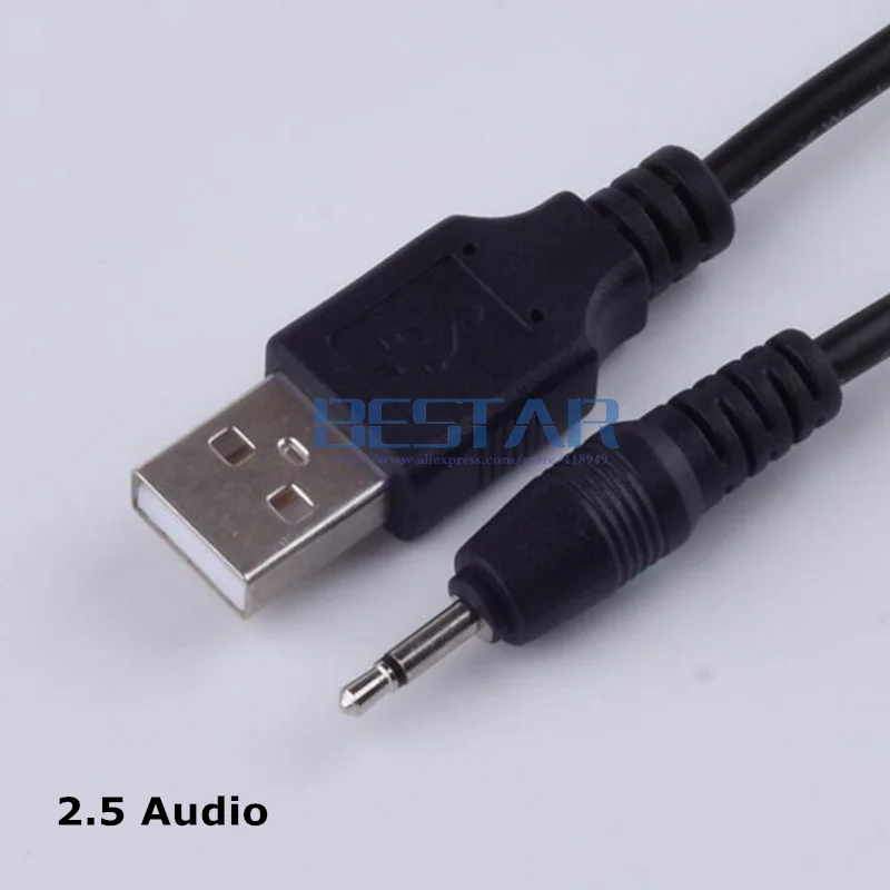 1m 2.5 USB USB2.5 Mono audio line USB 2.0 to DC 2.5mm elbow 2A charging line USB Jack Plug Aux DC2.5mm Audio cable