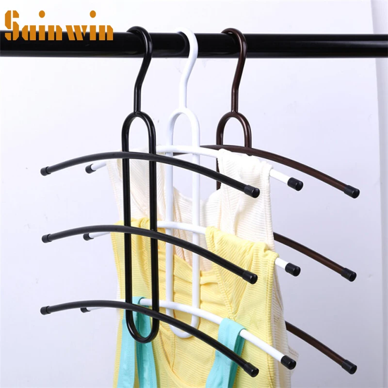 

Sainwin 3pcs/lot Metal Hangers For Clothes Multi-function Creative Clothes Drying Rack Multilayer Magic Fishbone Storage Closet