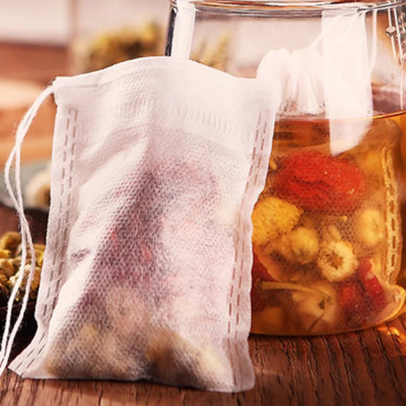 100Pcs 8X10cm Nonwovens Muslin Drawstring Reusable Bags Spices Herbs Tea Soaps New