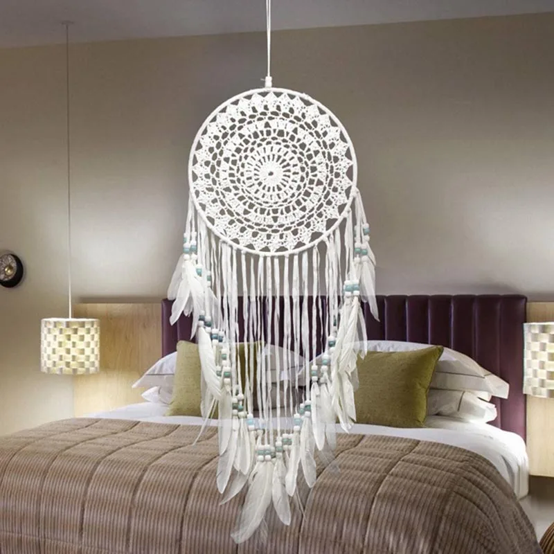 Fashion White Feather Dream Catcher Wall Hanging Car Home Decor Ornament Gifts