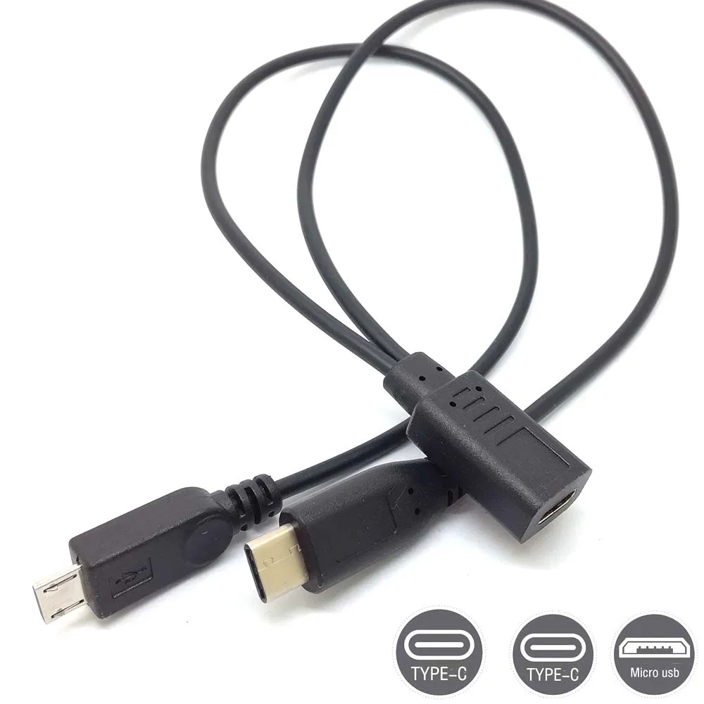 usb 3.1 Type C Female to Micro + type c Male Y Splitter extension Cable charger for phone  camera hard disk