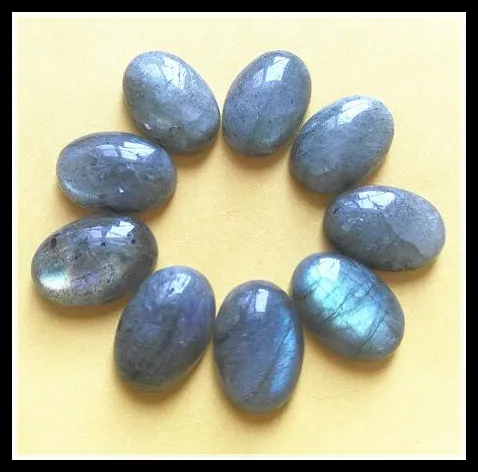 10PCS Nature Labradorite Stone Cabochons Beads Accessories Jewelry 10X14MM 12X16MM 13X18MM 15X20MM 18x25MM Oval Hole