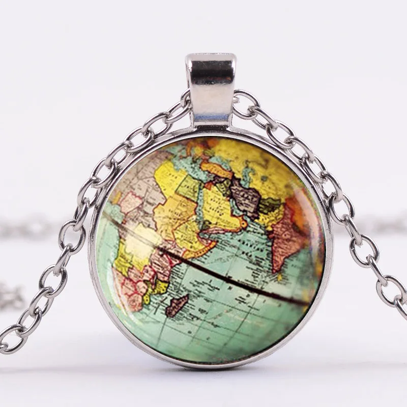 Hot Women Fashion  Cute Retro chain Necklace Retro Earth Map Time Gems Party Gift Jewelrty N1167