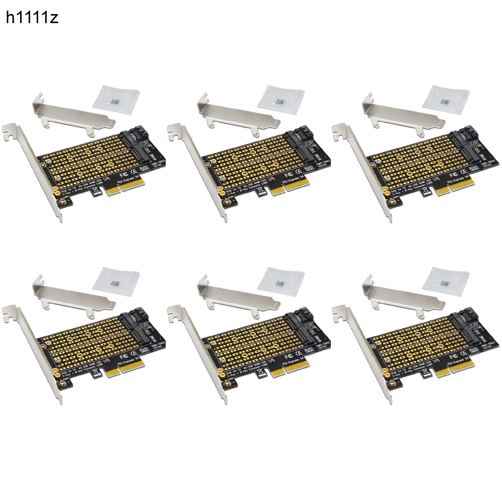 

6PCS Add On Cards PCIE to M2 Adapter M.2 SATA SSD + NVME SSD M2 PCIE Adapter Riser SSD M2 to SATA PCI-E Card M Key + B Key Riser