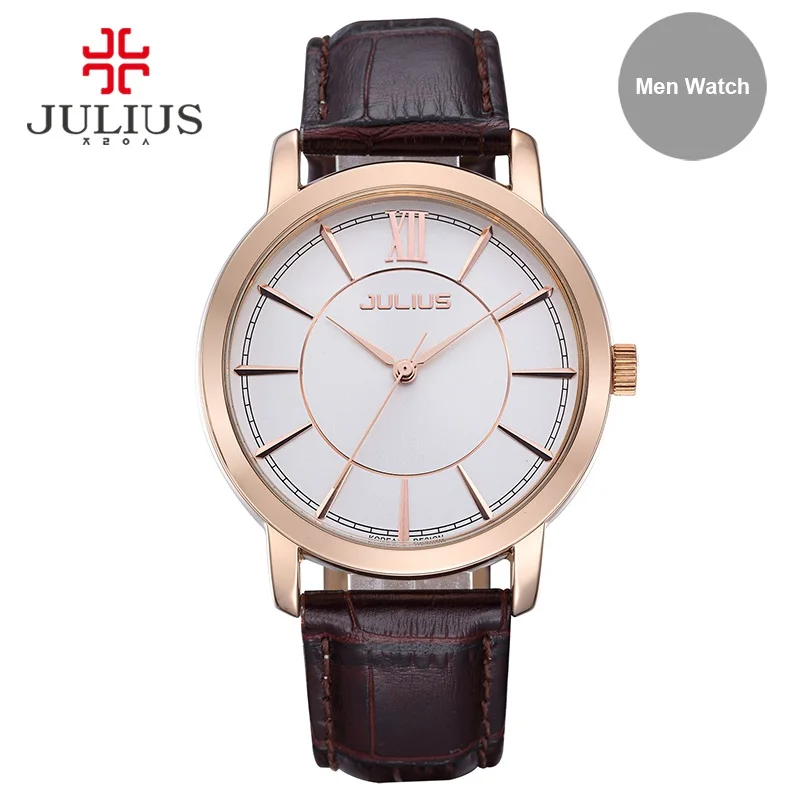 Julius Men Waterproof Watch Light Rose Gold Silver Montre Homme Men Business Clock Wach Hand Wrist Whatch Relogio Relojes JA-808