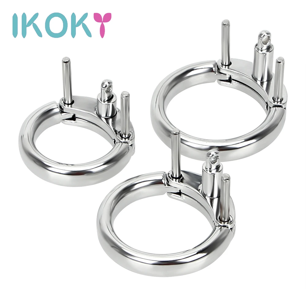 IKOKY Male Penis Lock Additional Cock Ring 3 Size Choose Chastity Device Restraint Cock Cage Accessories Male Masturbation