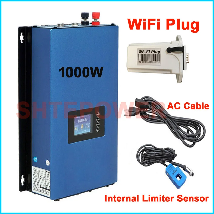 MPPT 1000W Solar grid tie inverter battery discharge Working Mode 1KW DC 24V 48V to AC 110V 220V wifi plug and limiter sensor