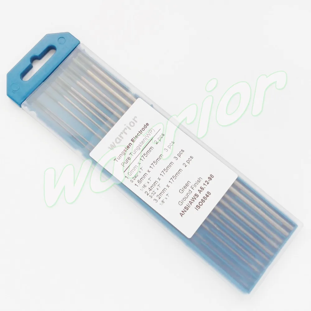 Green Tips  1.0&1.6& 2.4 &3.2mm WP Pure Tungsten Electrodes For TIG Welding 175mm Kit