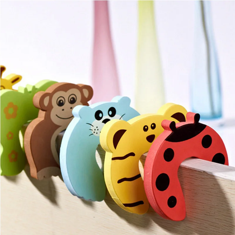 Child Safety Protection Baby Safety Animal Security Card Door Stopper Baby Care Newborn Protect Lock Finger Protector 5pcs/Lot