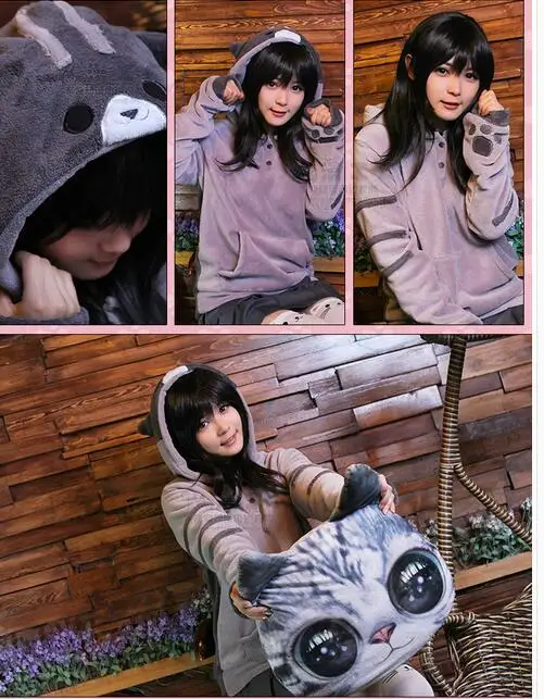 Hoodies Women Autumn Winter Zip Ear Cat Pullover Hooded Sweatshirt Coat Women\'s Tracksuits Long Hoodie
