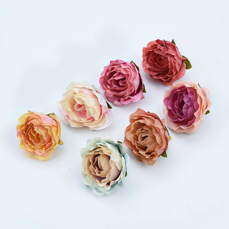 5 szt. 4CM Jedwabne Retro Róże Główki do Wazonu Walentynki Dekoracja Ślubna Samochód Dom Sztuczne Kwiaty Florystyka Ściana DIY Prezenty Broszka — zdjęcie 5