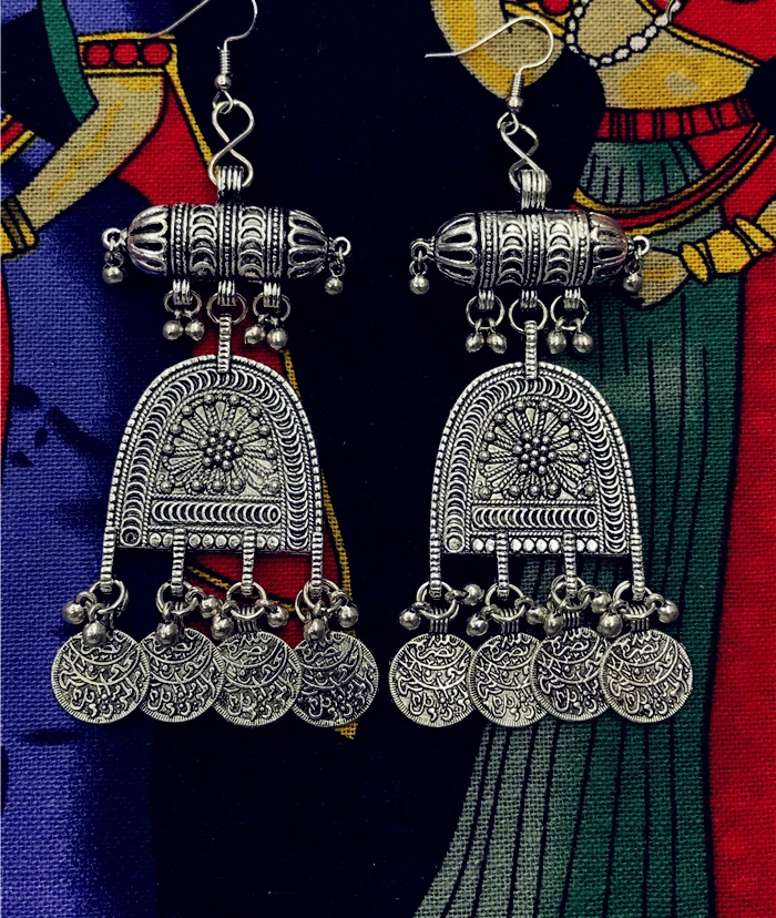 Miao Silver Dongfeng exotic folk style earrings earrings tribal silver jewelry India Thailand Nepal