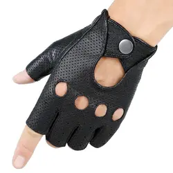 Wholesale New 2023 Hot Sale Driver Night Club Couples gloves Gothic Punk Rock Show Genuine Leather Half finger Fitness gloves