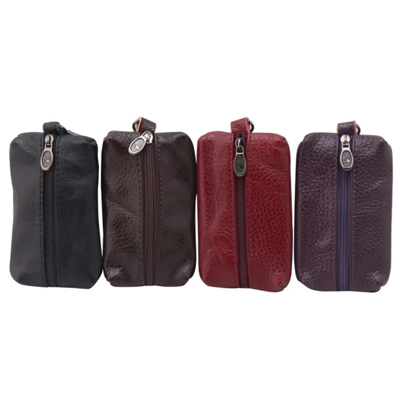 Genuine Leather Key Holder Car Key Wallets Men Keys Organizer Housekeeper Women Keychain Covers Zipper Key Case Bag Pouch Purse