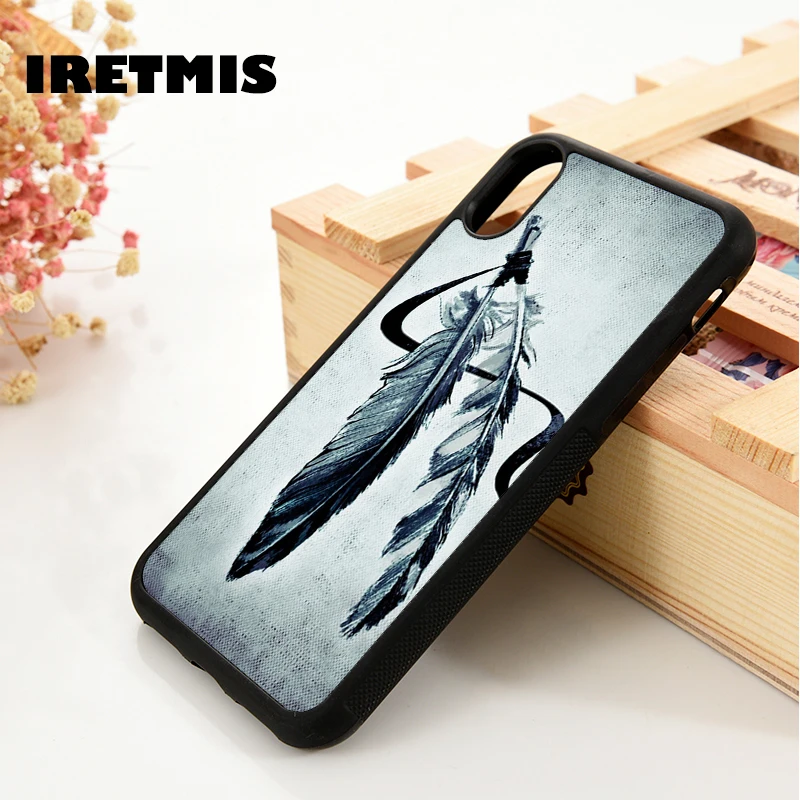 Iretmis 5 5S SE 6 6S Soft Silicone phone case cover for iPhone 7 8 plus X Xs 11 Pro Max XR Indian Feathers Dream Catcher Pattern