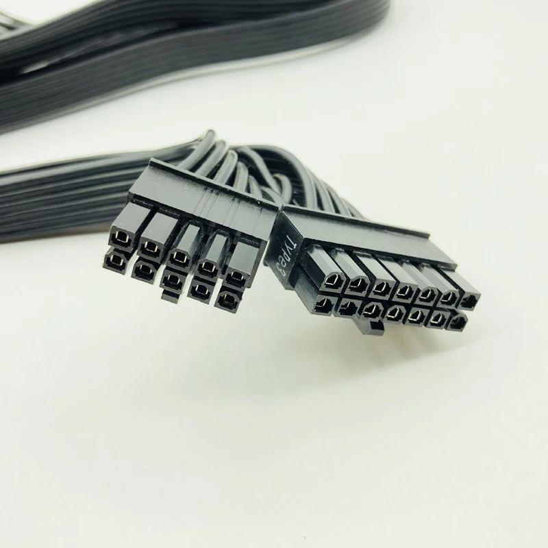 10pin+14pin to 24pin Modular Power Supply Cables Sleeved Cable Adapter ATX 24Pin for Corsair AX1200i RM Series Server 18AWG 60cm