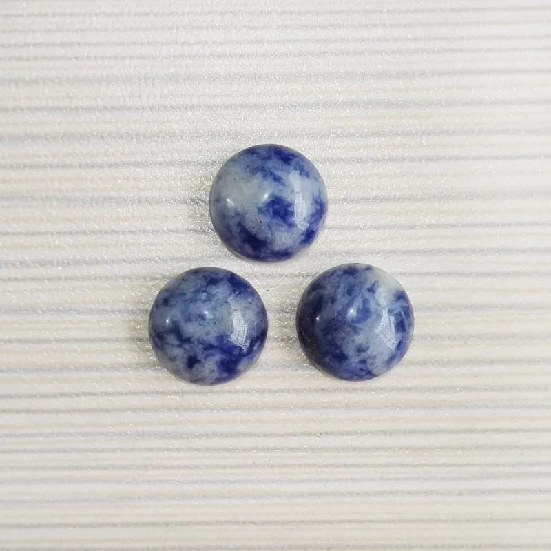 Fashion 12x12mm natural Sodalite stone beads round Blue and white porcelain CAB CABOCHON loose beads for jewelry 50pcs