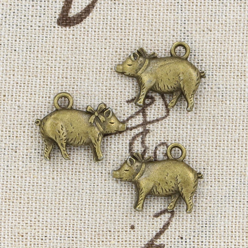 10pcs Charms 3D Pig 21x16mm Antique Bronze Silver Color Plated Pendants Making DIY Handmade Tibetan Bronze Silver Color Jewelry