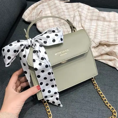 Imagen 2 del producto Bufandas delgadas con asa para bolso, bufanda de seda de marca para mujer, pañuelo para la cabeza, envolturas, decoración de bolso, Dropshipp, nueva moda