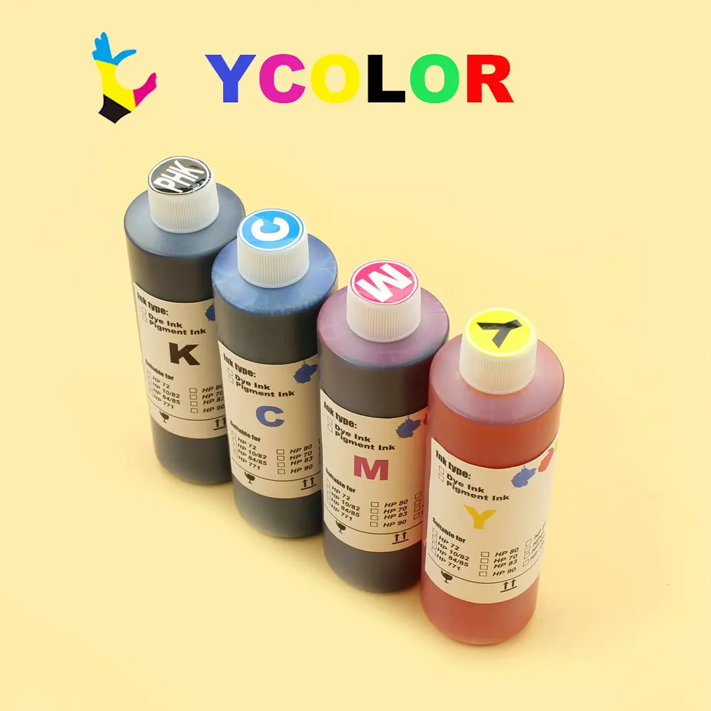 DGYCJLFP 4 Color/lot 250ML/Bottle Color vivid Dye Ink For HP Officejet 6100 6600 6700 7110 7612 7610 7510 7512 printer