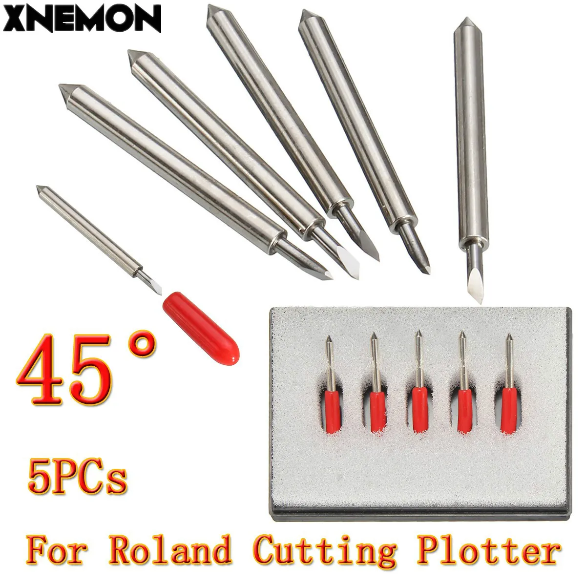 XNEMON High Hardness 5Pcs 45 Degree HQ Blades for Roland for GCC for LiYu Vinyl Cutter Cutting Plotter 25x2mm High Quality