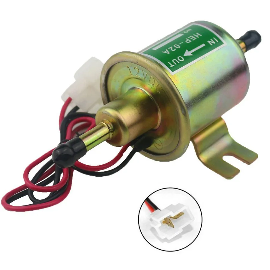 12V Universal Micro Electric Fuel Pump Shut-off Pressure Gas Diesel Inline Low Pressure Metal Intank Solid Petrol Pumps HEP-02A