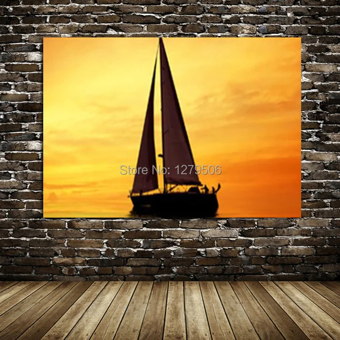 Hand Painted Modern Abstract Oil Painting On Canvas High Quality Wall Art Home Decor Golden Galleon Driving On The Ocean