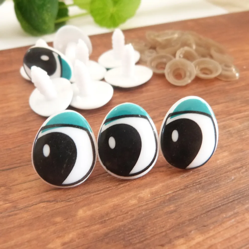 28x38mm Neue Niedliche Bedruckte Augen aus Kunststoff, Sicherheits-Tieraugen & Weiche Unterlegscheiben für DIY-Puppen-Bedarf - 20 Stück - 50 Stück - 100 Stück – Detail 1