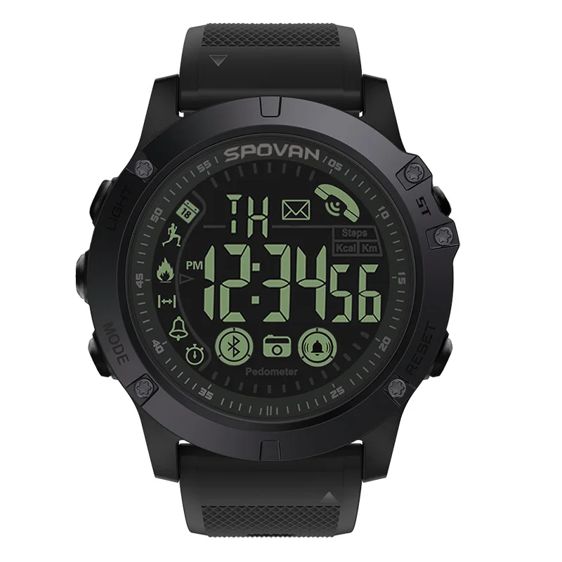 SPOVAN PR1 Smart Watch IOS Android Information Remind Pedometer Remote Camera Electronic Waterproof Fitness Men Bluetooth Watch