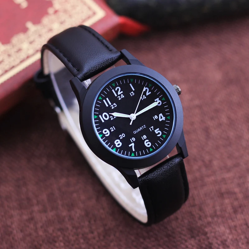 

cyd famous women men high quality fashion leather quartz wristwatches boys children 24 hours luminous hands waterproof watches