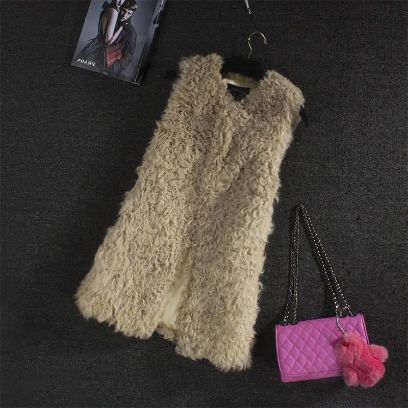 lamb fur vest  100%natural furreal fur coat real sheep fur vest sheep fur coats women