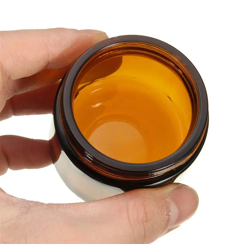 20pcs 20g/20ml Amber Glass Round Clear Jars with Lids for Lip Balms, Creams, Make Up, Cosmetics, Samples, Ointments