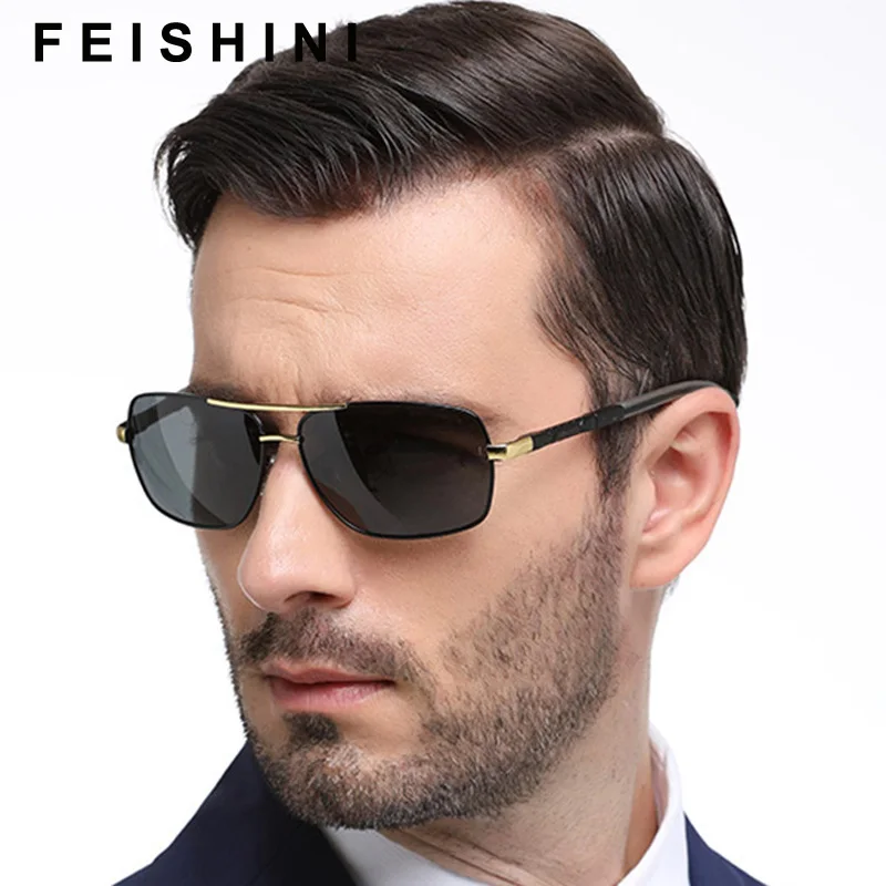 

Feishini Brand Polarized Sunglasses Men Rectangle New Fashion Eyes Protect Driver Glasses With Accessories Goggles oculos de sol