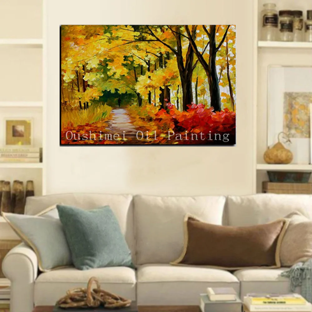 

Hand Painted Impression Landscape Modern Picture on Canvas Wall Art Autumn Scenery Painting Home Decor Painting Oil Painting