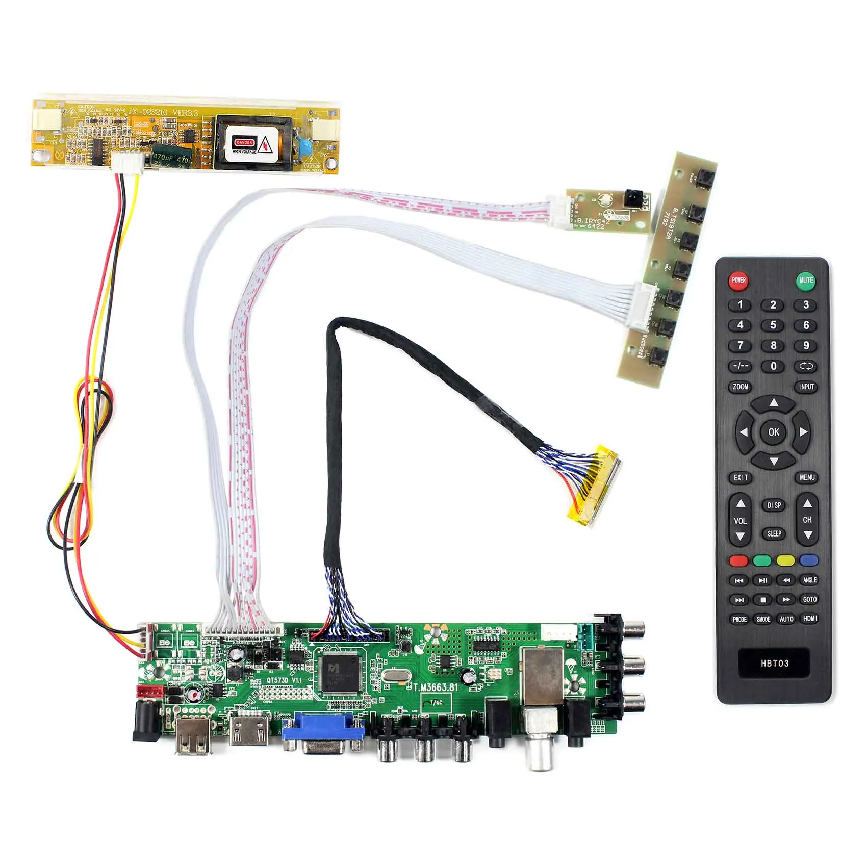 

HD MI VGA AV USB ATV DTV LCD Controller Board work for 18.4inch 1920x1080 2 CCFL backlight 30PIN LVDS panel LTN184HT03 N184H4