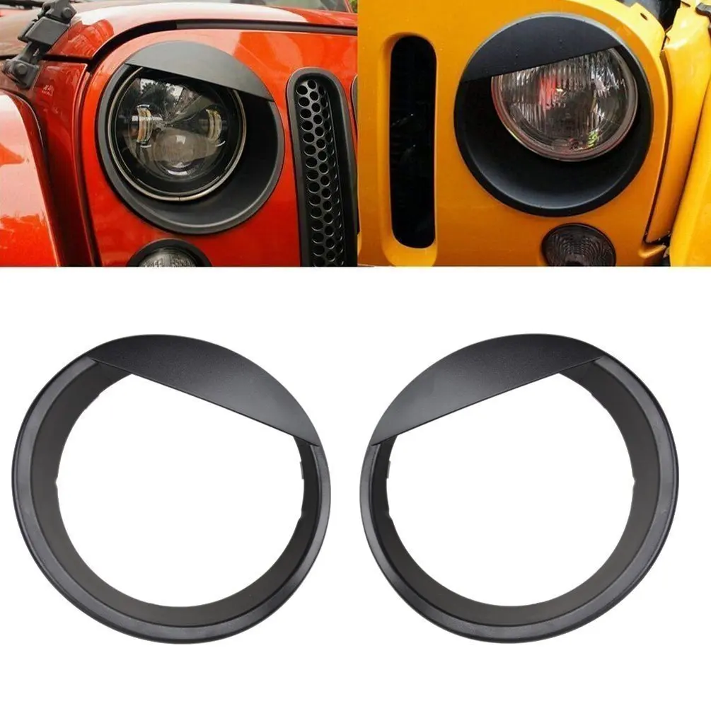 Black Front Light Headlight Angry Bird Style Trim Cover ABS (1 pair) 5 Yr Warranty for jeep JK wrangler 2007-2017 lantsun