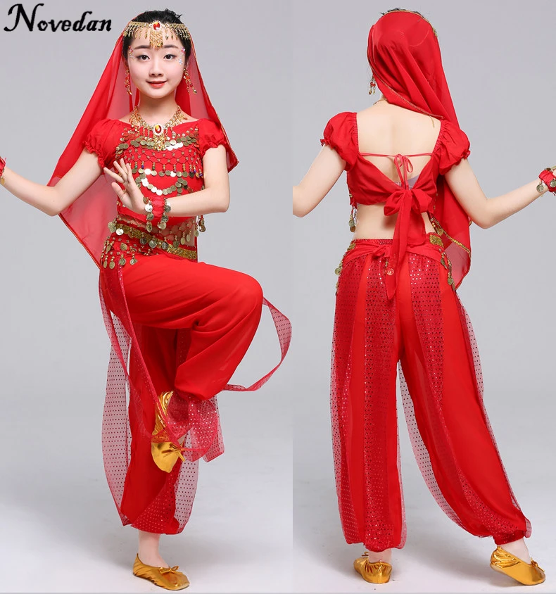 Traje de dança do ventre para crianças Trajes de dança oriental Bollywood Roupas para meninas Trajes de dança indiana para crianças