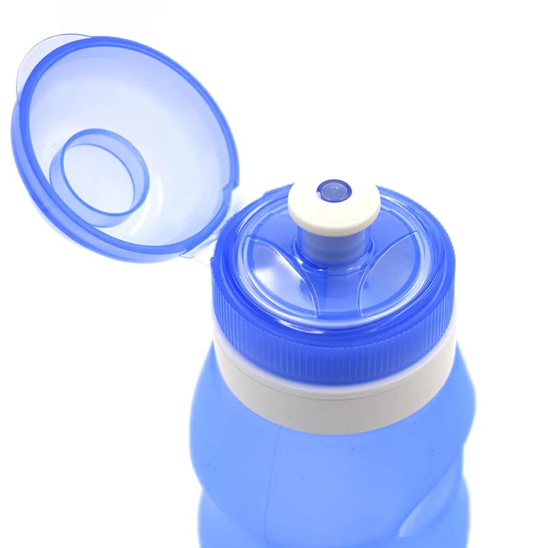 BPA FREE Food Grade 600ML Foldable Water Bottles FDA Free Cycling Silicone Collapsible Travel Light Drink Water Folding Bottle