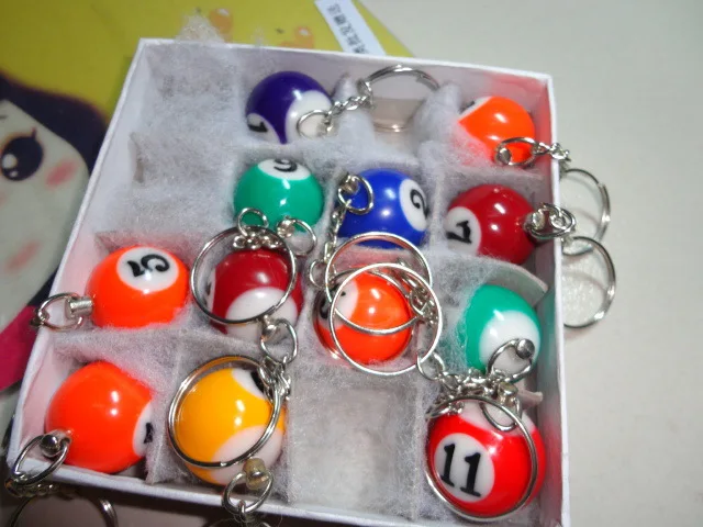 

Бесплатная Доставка оптом! 160 шт. бильярдный снукер Настольный мяч брелок для ключей подарки lin4554