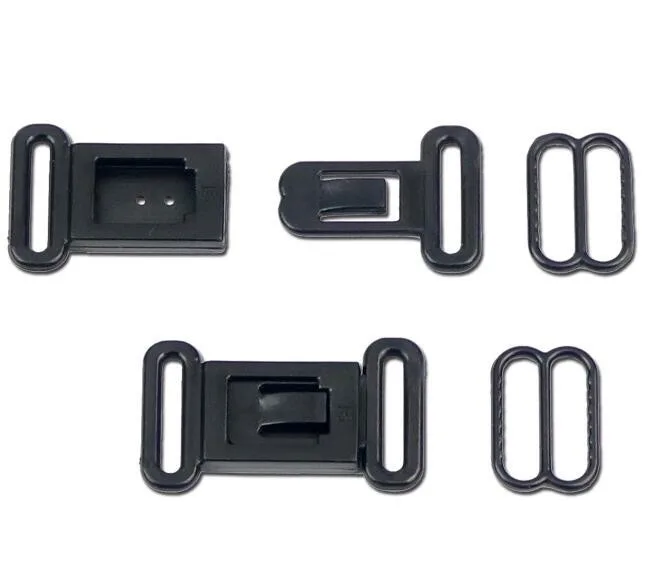 1000 sets plastic Hardware Sets adjustable tape accessories black clasps & hooks eye set bow tie clip buckles