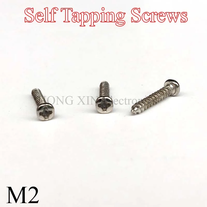 Nickel Plated Carbon Steel Phillips Pan Head Self Tapping Screws M2*4/5/6/8/10/12/16/20mm bolt 1pcs