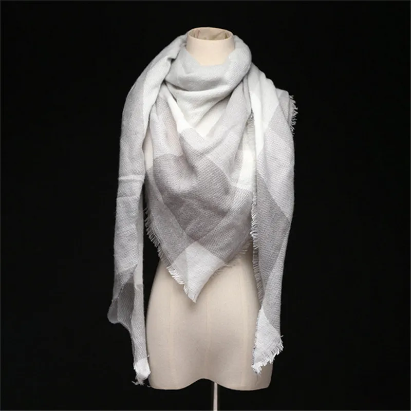 Bufanda triangular de Cachemira para mujer, chal de acrílico, manta a cuadros, Foulard de diseñador de moda de invierno, venta al por mayor, envío