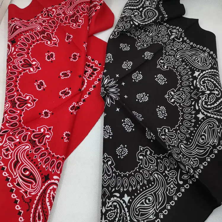 

68*68cm 100% Cotton Black Red Hip-Hop Paisley Bandanas Scarf Punk Skull Bandana Headband Wrap Scarf For Men/Women