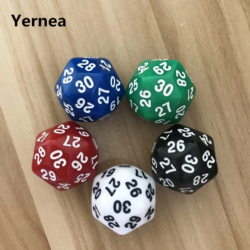 1Pcs/Lot D30 Thirty-surface 25mm Digital Dice Quality Colour Acrylic Rounded Corners Originality Dice Set Yernea