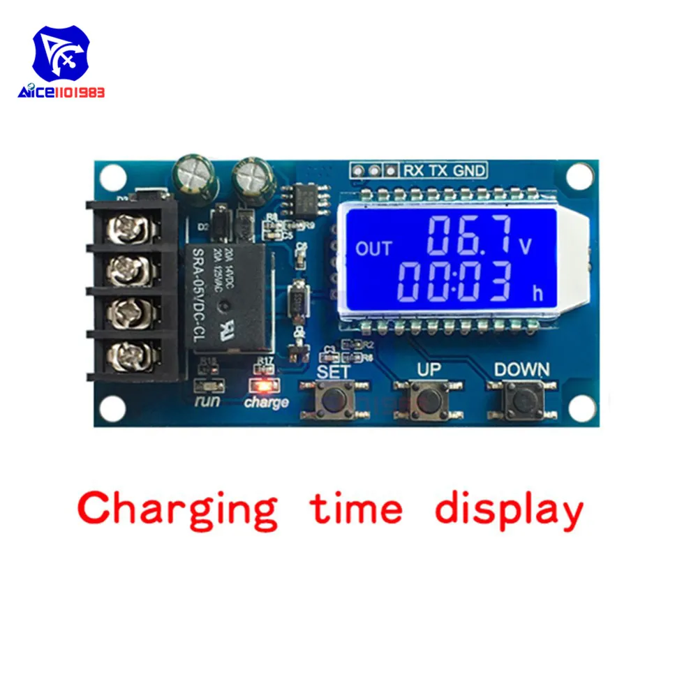 Lithium Battery Charge Controller Protection Board Auto Charging/Cycle Charge/Limited Time Charge Switch Relay LCD Display 6-60V