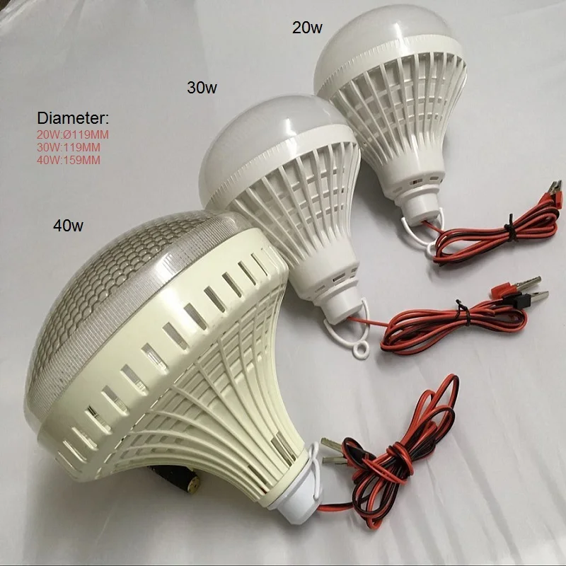 12V DC Led лампы для шатра портативная лампа на открытом воздухе Кемпинг барбекю Глобус Висячие аварийные огни крокодил крюк холодный белый 20/30/40w