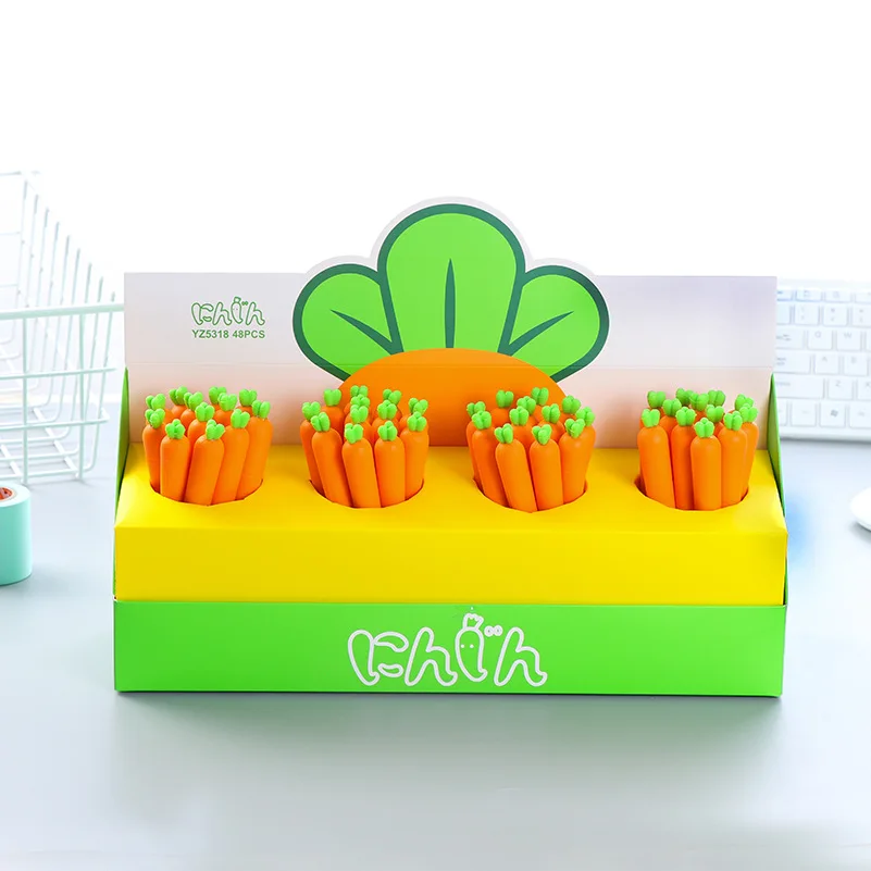 1 Pcs Cute Cartoon Realistic Carrot Styling Pen Neutral Black Signature Pen School Pen Office Supplies Wholesale