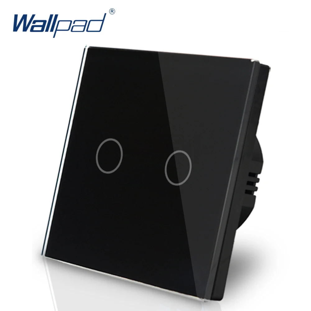 2 Lamps Dimmer Touch Switch 110V-250V Wallpad Glass LED 2 Gang Control Wall Smart On Off Panel EU UK
