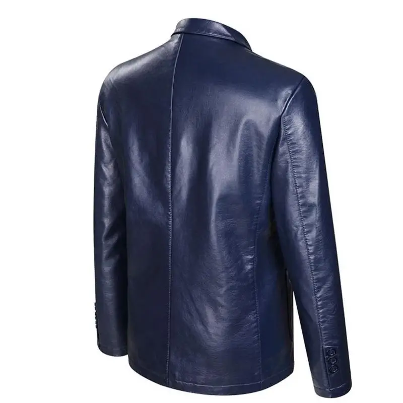 Men's large size 7XL 8XL 9XL jacket imitation leather suit jacket autumn and winter dress business office black blue coat