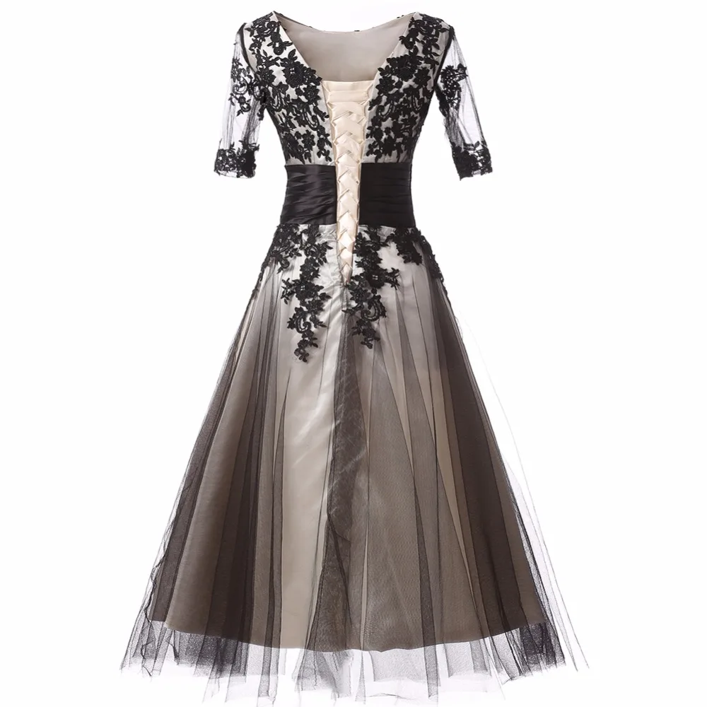 Prom Dress O-Neck Appliques Junior School Prom Gown Custom Made Special Occasion Dresses With Half Sleeves Customized